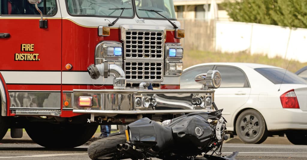 motorcycle at fault