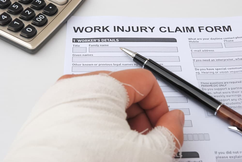 Injured man filing for work injury claim.