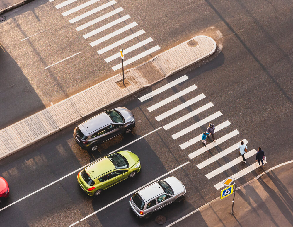 Pedestrians crossing the street.